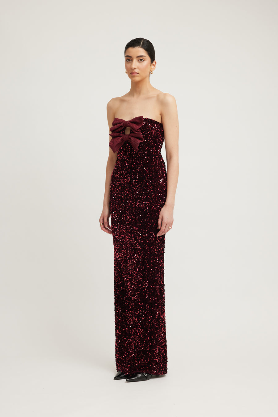 HARLYNNE DRESS - MERLOT SEQUIN