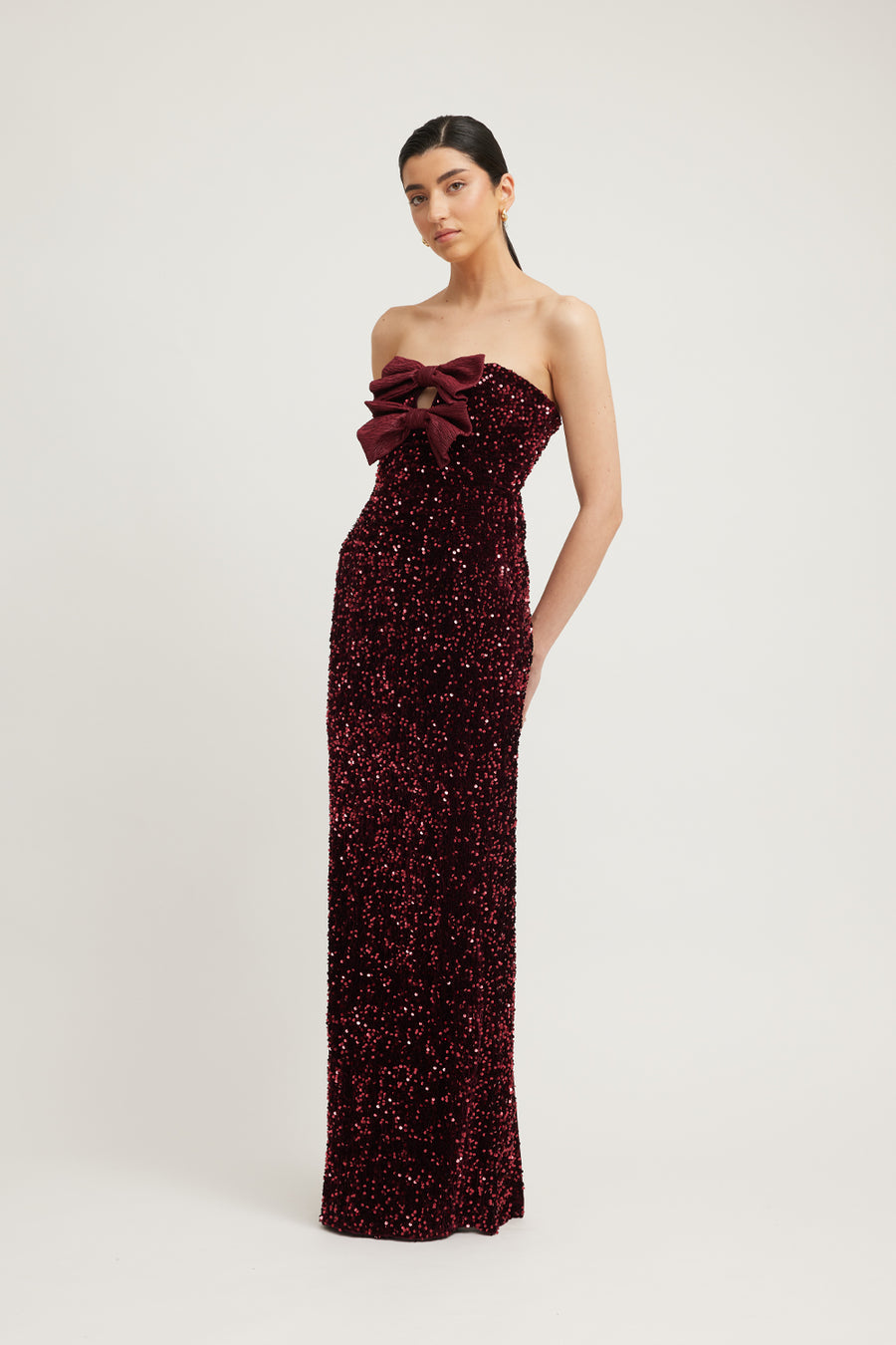 HARLYNNE DRESS - MERLOT SEQUIN