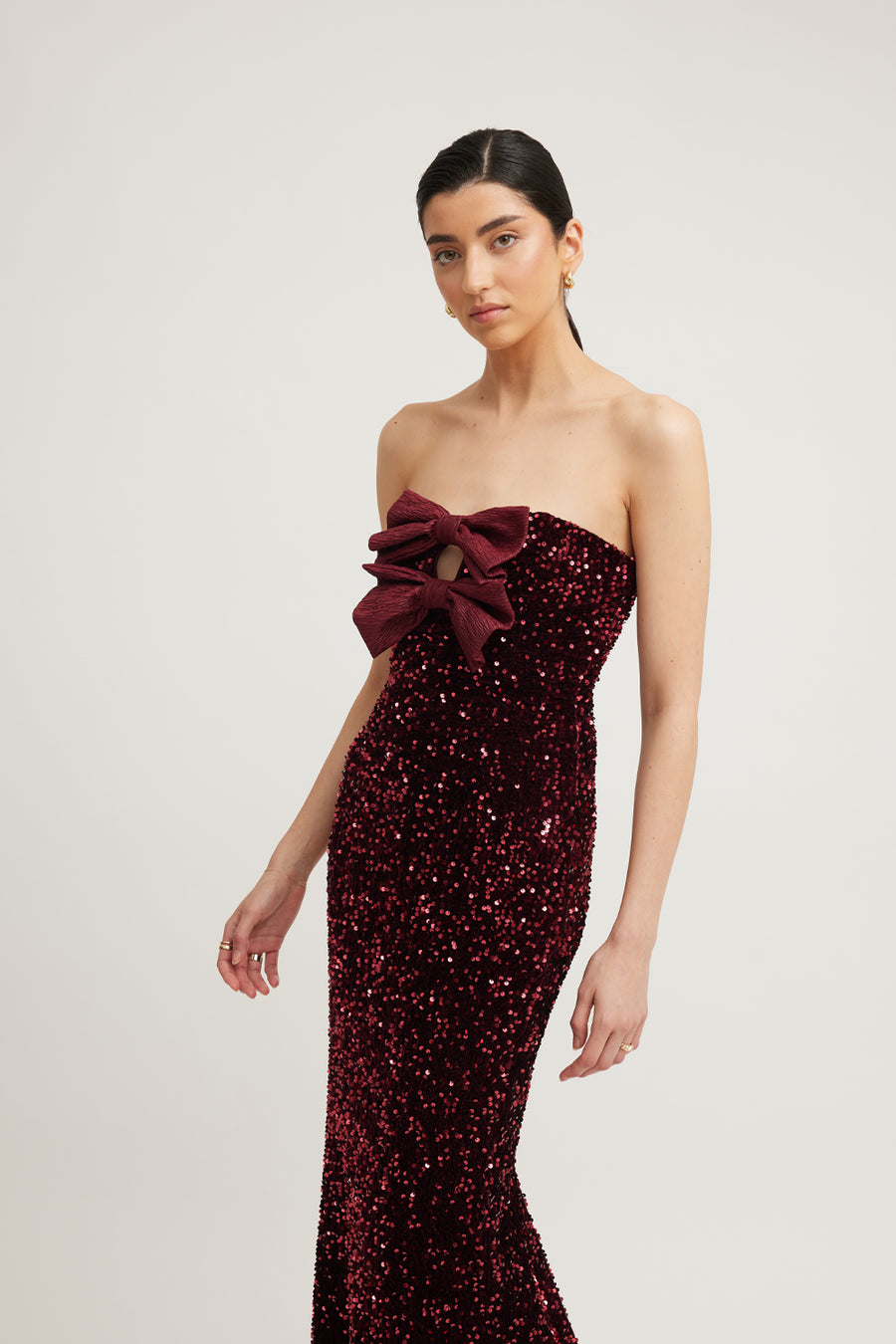 HARLYNNE DRESS - MERLOT SEQUIN