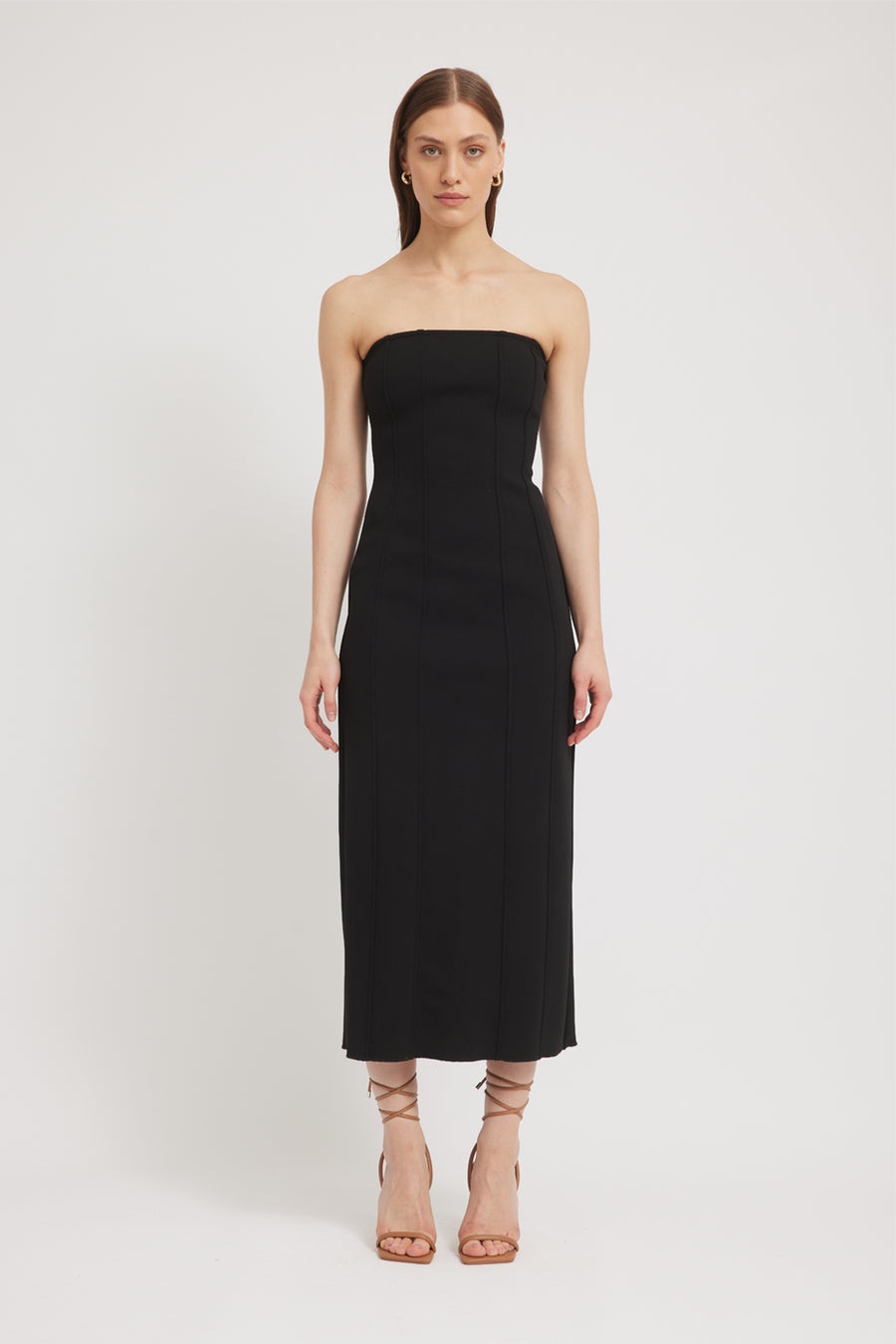 PRIM Bonded-Crepe DRESS - BLACK